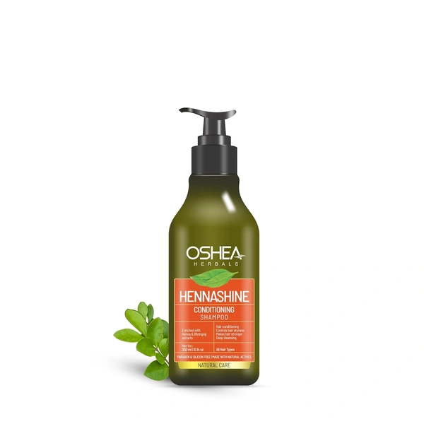 Oshea Herbals Heenashine Conditioning Shampoo 300ml | Deep Cleansing & Conditioning | Controls Dryness, Strengthens Hair | Enriched with Henna & Bhringraj Extracts