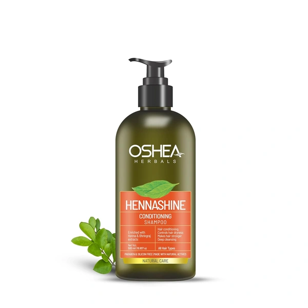 Oshea Herbals Heenashine Conditioning Shampoo 500ml | Deep Cleansing & Conditioning | Controls Dryness, Strengthens Hair | Enriched with Henna & Bhringraj Extracts