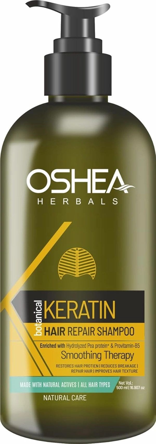 Oshea Herbals Keratin Hair Repair Shampoo 500ml | Strengthens & Repairs Damaged Hair | Smooth, Shiny & Frizz-Free | Deep Nourishment with Keratin Protein | For Men & Women