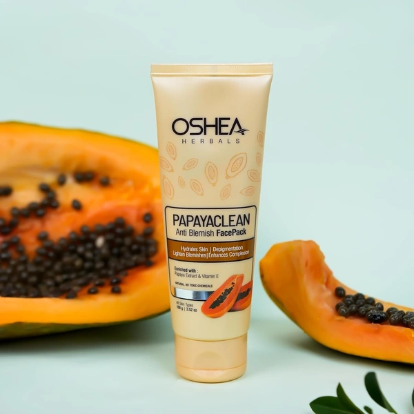Oshea Herbals Papayaclean Anti Blemish Face Pack for All Skin Types 100g | Cleansingh & Purrification | Gives Flawless Complexion | Reduces breakouts | Prevents acne & irritation