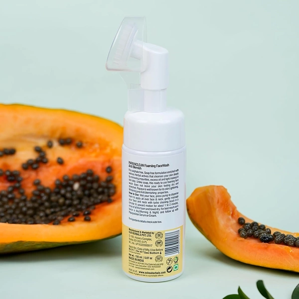 Oshea Herbals Papayaclean Anti Blemishes Foaming Face Wash 150gm | Enriched with Papaya Extract & Vitamin E | Lightens Blemishes & Hydrates Skin | Enhances Complexion &  Helps in De-pigmentation