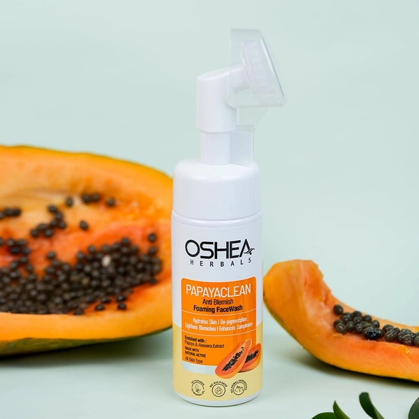 Oshea Herbals Papayaclean Anti Blemishes Foaming Face Wash 150gm | Enriched with Papaya Extract & Vitamin E | Lightens Blemishes & Hydrates Skin | Enhances Complexion &  Helps in De-pigmentation