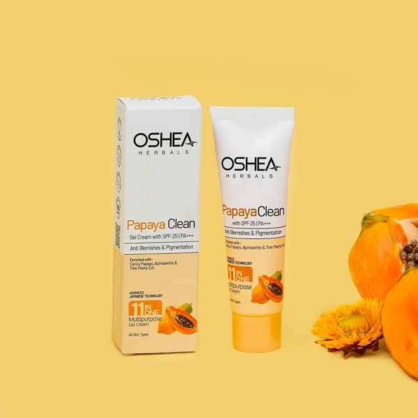 Oshea Herbals Papayaclean Multipurpose Gel Cream 18gm | Enriched with Papaya Extract & Vitamin E | Anti Blemishes & Pigmentation |Reduce Acen &  Primple | Reduce Taining & Dark Spots