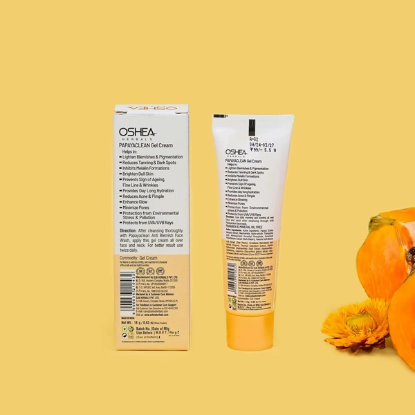 Oshea Herbals Papayaclean Multipurpose Gel Cream 18gm | Enriched with Papaya Extract & Vitamin E | Anti Blemishes & Pigmentation |Reduce Acen &  Primple | Reduce Taining & Dark Spots