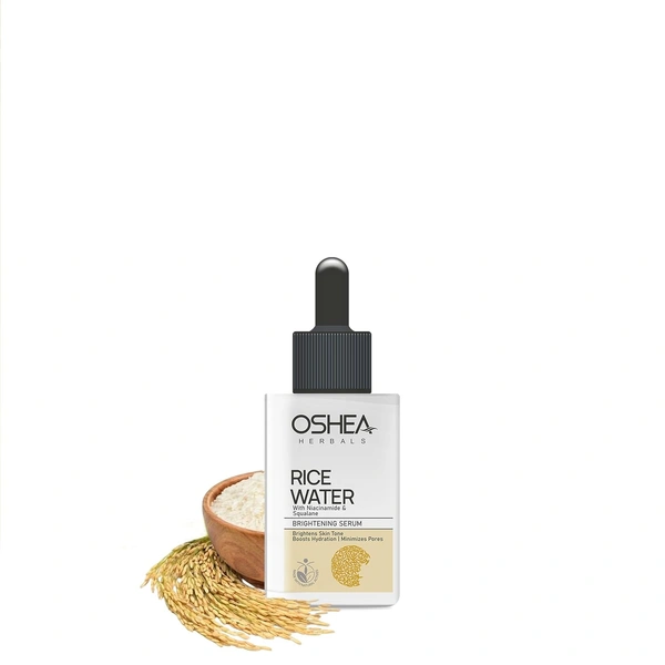 Oshea Herbals Rice Water Brightening Face Serum 30ml | Niacinamide & Squalane with Lemon, Pea & Chamomile Extracts | Hydrates, Evens Skin Tone & Minimizes Pores