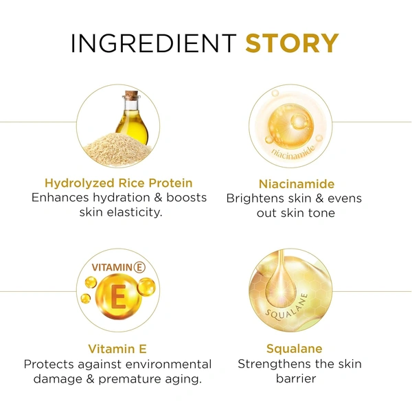 Oshea Herbals Rice Water Brightening Face Serum 30ml | Niacinamide & Squalane with Lemon, Pea & Chamomile Extracts | Hydrates, Evens Skin Tone & Minimizes Pores
