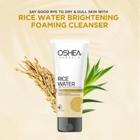 Oshea Herbals Rice Water Brightening Foaming Cleanser 100 ml | Niacinamide & Aloe Vera Face Wash | Removes Impurities, Boosts Hydration & Evens Skin Tone