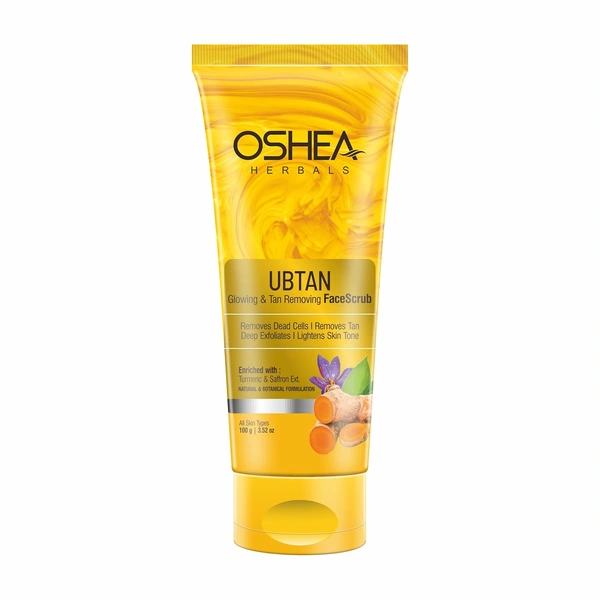 Oshea Herbals Ubtan Glowing & Tan Removing Face Scrub 100g | With Turmeric Extract & Herbal Formula | Exfoliates Dead Skin, Removes Tan, Repairs Sun Damage & Brightens Skin