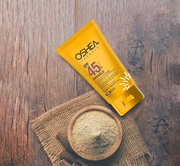 Oshea Herbals UVShield Mattifying Gel Cream SPF 45, 60gm with PA+++ | Broad-Spectrum UVA & UVB Protection | Lightweight, Oil-Free, Water-Resistant Formula | Shine-Free Finish