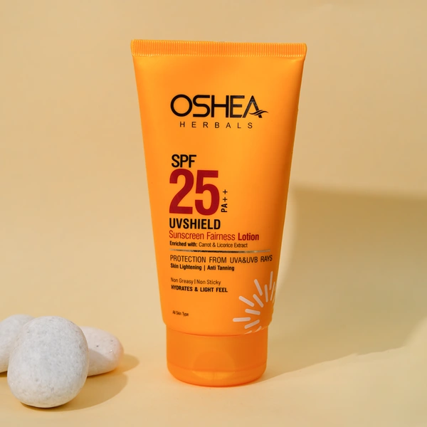 Oshea Herbals UVShield Sunscreen Fairness Lotion SPF 25, 120g | Broad-Spectrum UVA/UVB Protection | Prevents Tanning & Lightweight | Non-Greasy, with Aloe Vera & Licorice