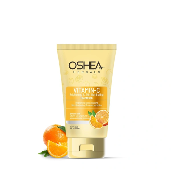 Oshea Herbals Vitamin C Brightening Facewash for Men & Women 150g | Deep Cleansing for Radiant Glow | Reduces Dark Spots & Blemishes | Enriched with Grapefruit Extracts