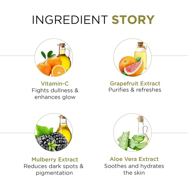 Oshea Herbals Vitamin C Brightening Facewash for Men & Women 150g | Deep Cleansing for Radiant Glow | Reduces Dark Spots & Blemishes | Enriched with Grapefruit Extracts