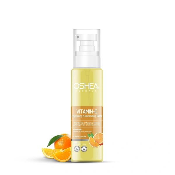 Oshea Herbals Vitamin C Brightening & Illuminating Skin Toner 120ml | With Lemon Peel Extract & Vitamin C | Purifies, Refreshes, Balances pH & Restores Radiant Skin