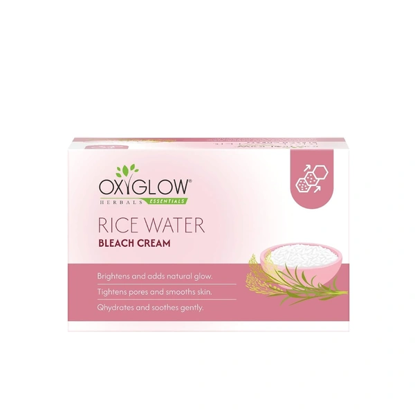 Oxygen Herbals Oxy Glow Herbals Rice Water Bleach Cream 50gm | Skin Brightening & Hair Lightening | Rice Water Extract for Radiant Glow | Smooth Even Tone | Salon Results at Home