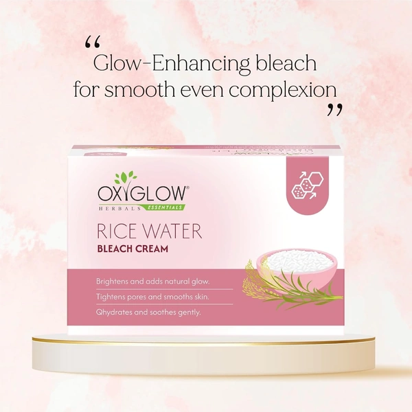 Oxygen Herbals Oxy Glow Herbals Rice Water Bleach Cream 50gm | Skin Brightening & Hair Lightening | Rice Water Extract for Radiant Glow | Smooth Even Tone | Salon Results at Home