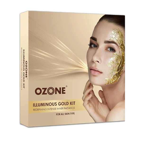 Ozone Illuminous Gold Facial Kit - 60g | 6-Step Organic Facial for Radiant, Luminous Skin | Reduce Dullness | Skin Brightening | For Natural Golden Glow | For All Skin Types