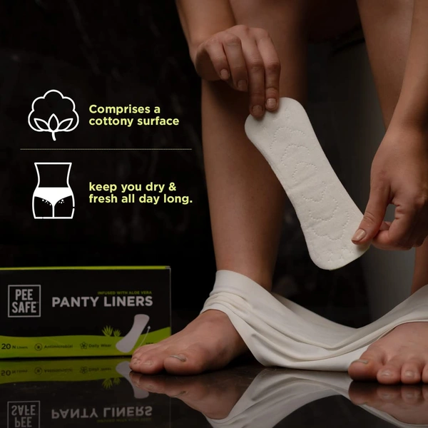 Pee Safe Aloe Vera Panty Liners for Daily Use, 20 Liners (Large Size, 185mm) | Infused with Aloe Vera for Ultimate Comfort  Freshness & Protection | Soft,  Breathable & Perfect for Everyday Use