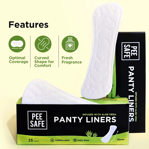 Pee Safe Aloe Vera Panty Liners for Daily Use, 20 Liners (Large Size, 185mm) | Infused with Aloe Vera for Ultimate Comfort  Freshness & Protection | Soft,  Breathable & Perfect for Everyday Use