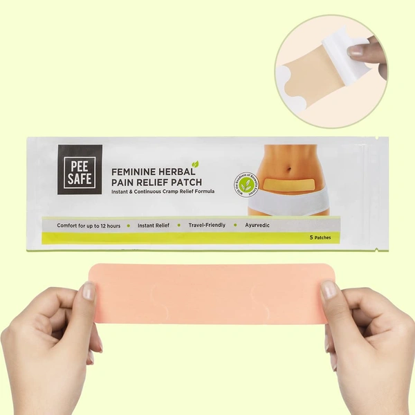 Pee Safe Feminine Herbal Pain Relief Patches (5 patches)| Natural & Pain Relief for Menstrual Discomfort | Sleek Design |  No Side Effects & Comfort for Up to 12 Hours