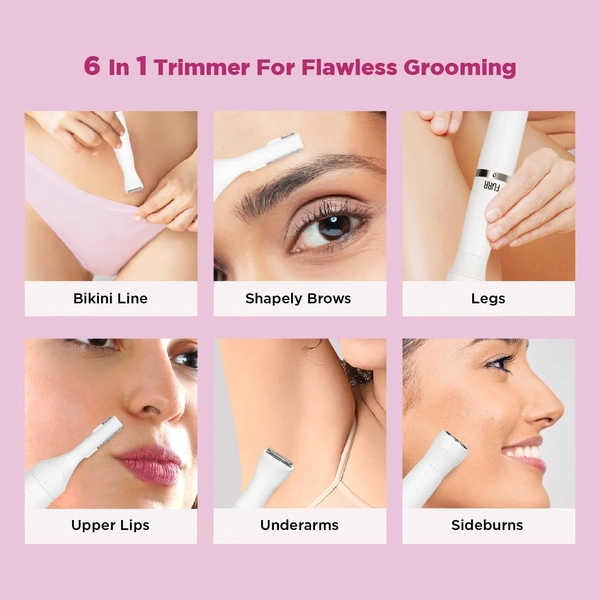 Peesafe PEESAFE Women Furr Rechargeable Multipurpose Trimmer for Eyebrows, Underarms, Legs & Bikini Line | Water Resistant | 45 Min Runtime | Soft on Skin | 1 Year Warranty