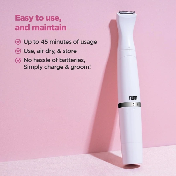 Peesafe PEESAFE Women Furr Rechargeable Multipurpose Trimmer for Eyebrows, Underarms, Legs & Bikini Line | Water Resistant | 45 Min Runtime | Soft on Skin | 1 Year Warranty