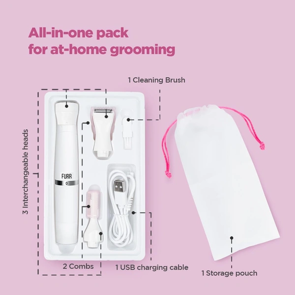 Peesafe PEESAFE Women Furr Rechargeable Multipurpose Trimmer for Eyebrows, Underarms, Legs & Bikini Line | Water Resistant | 45 Min Runtime | Soft on Skin | 1 Year Warranty