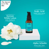 Pilgrim 2% Kojic Acid Serum - 30ml | with 1% Alpha Arbutin & Korean White Lotus | Reduces Dark Spots & Acne Marks | Anti-pigmentation Face Serum | Even Skin Tone | Radiant Complexion Serum | Hydrating brightening | For All Skin Types