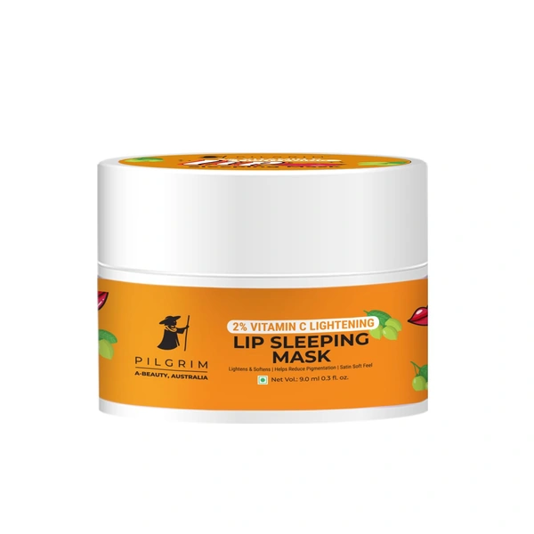 Pilgrim 2% Vitamin C Lightening Lip Sleeping Mask - 9m| With Australian Kakadu Plum & Lime Pearl | Reduce pigmentation | Brightens, Exfoliates & Hydrates Lips | For soft, smooth & dark lips