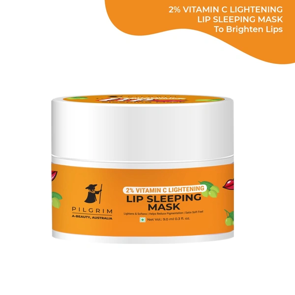 Pilgrim 2% Vitamin C Lightening Lip Sleeping Mask - 9m| With Australian Kakadu Plum & Lime Pearl | Reduce pigmentation | Brightens, Exfoliates & Hydrates Lips | For soft, smooth & dark lips