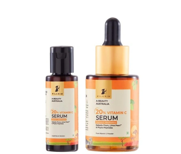 Pilgrim Vitamin C Serum 20%, 25ml | Brightens Skin, Reduces Dark Spots, and Boosts Collagen for a Youthful, Radiant Complexion with Potent Antioxidant Protection.