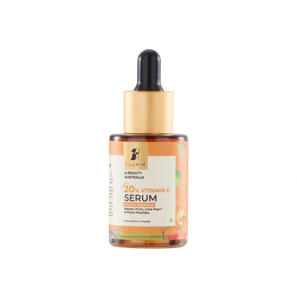 Pilgrim Vitamin C Serum 20%, 25ml | Brightens Skin, Reduces Dark Spots, and Boosts Collagen for a Youthful, Radiant Complexion with Potent Antioxidant Protection.