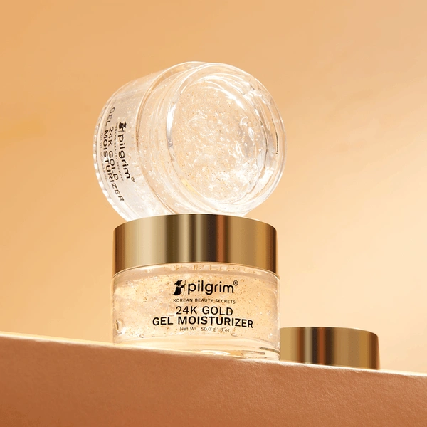Pilgrim Moisturizer 24K Gold Gel, 50.0g | Hydrates, Enhances Radiance, and Reduces Fine Lines for a Youthful Glow.