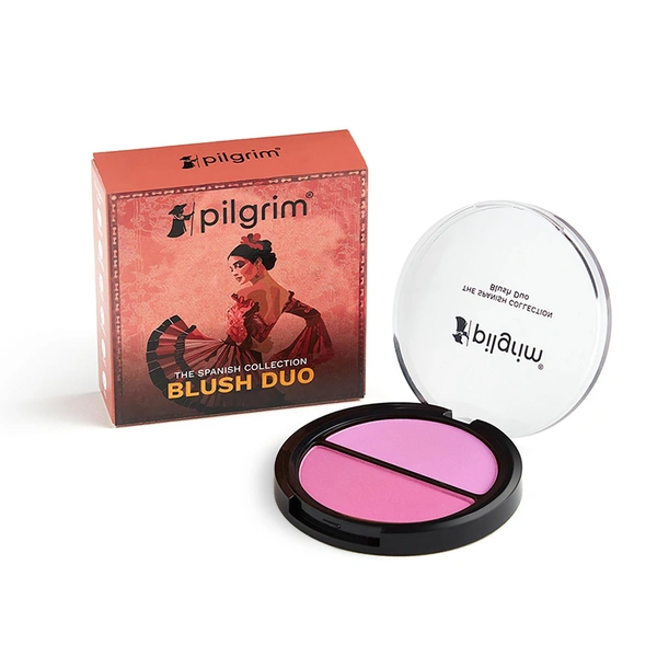 Pilgrim Blush Duo 2-IN-1 Flamenco Pink-01, 9g | Two Blendable Shades for a Soft, Radiant Blush That Complements All Skin Tones.
