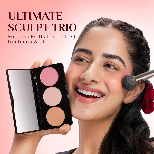 Pilgrim 3-in-1 Face Palette 12g Soft Elegence - 01| Blush, Highlighter & Contour Makeup Kit | Highly Pigmented, Long-Lasting | Perfect for All Skin Tones |