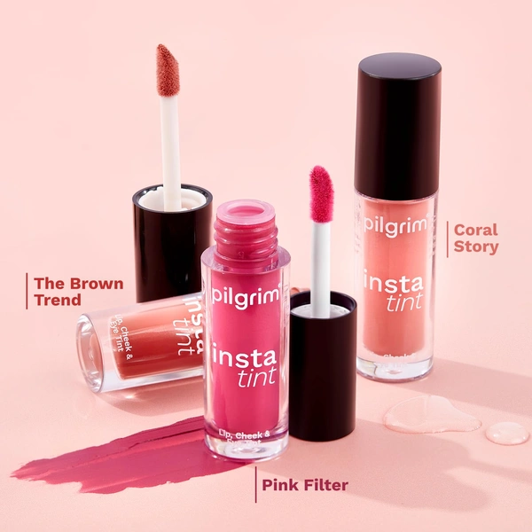 Pilgrim 3-in-1 Insta Tint - 2.5g | Multi-purpose Lip, Cheek & Eye Tint | With Goodness Of Spanish Squalane, Almond Oil, Avocado Oil And Macadamia Nut Oil |  Lightweight | Long-lasting & Buildable Color | Natural Glow | Perfect for All Skin Tones | (The Brown Trend -03)