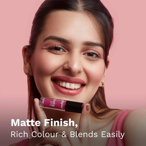 Pilgrim 3-in-1 Insta Tint - 2.5g | Multi-purpose Lip, Cheek & Eye Tint | With Goodness Of Spanish Squalane, Almond Oil, Avocado Oil And Macadamia Nut Oil |  Lightweight | Long-lasting & Buildable Color | Natural Glow | Perfect for All Skin Tones | (Pink Filter - 01)