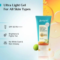 Pilgrim 5% Vitamin C Brightening Ultra Light Gel Sunscreen with Australian Kakadu Plum 45ml | SPF 60 PA++++ UVShieldX Technology | Broad Spectrum | No White Cast