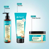 Pilgrim Advanced Damage Repair Shampoo 400ml with Korean Rice Water & Collagen for Unisex use | 17 Amino Acids, Wheat Protein & 5 Ceramides | Paraben-Free Formula for Dry, Damaged Hair