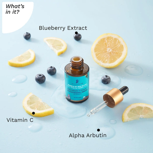 Pilgrim Brightening Serum Alpha Arbutin & Vitamin C, 30.0ml | Reduces Pigmentation, Evens Skin Tone, and Boosts Radiance for a Brighter, Glowing Complexion.