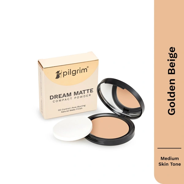 Pilgrim Dream Matte Compact Powder 70g (215-Golden Beige) | Shine Control, Lightweight Formula, and Long-Lasting Matte Finish for All Skin Types.