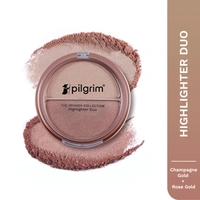 Pilgrim Highlighter Duo Gold & Rose Gold-01, 11g | Buildable Glow with Two Radiant Shades for a Luminous Finish, Perfect for Day or Night Makeup Looks.