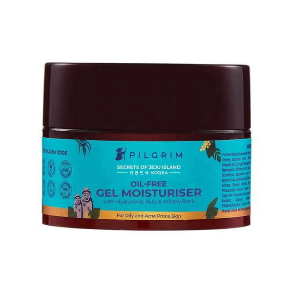 Pilgrim Moisturizer Hyaluronic Acid Oil-Free Gel, 50.0gm | Lightweight Hydration, Plumps Skin, and Controls Oil for a Smooth, Non-Greasy Finish.