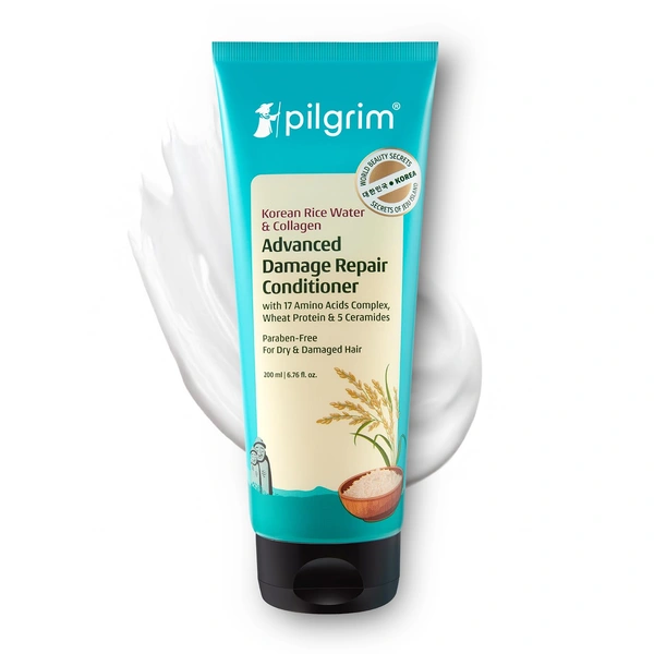 Pilgrim Korean Advanced Damage Repair Conditioner 200?ml with Rice Water & Collagen for Unisex use | 17 Amino Acids, Wheat Protein & Ceramides | Paraben-Free, Deep Nourishment & Shine