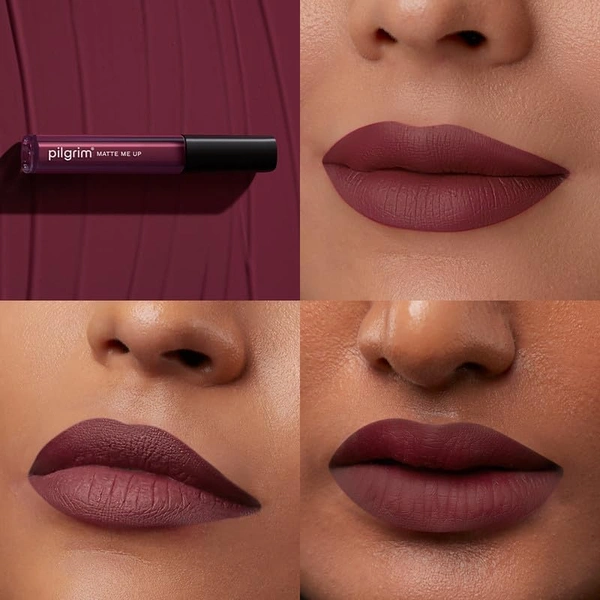 Pilgrim Liquid Matte Lipstick 02 Berry Tease |Rich Berry Shade | Velvety Matte Finish | Long-Lasting | Smudge-Proof | Lightweight Formula for All-Day Glamour