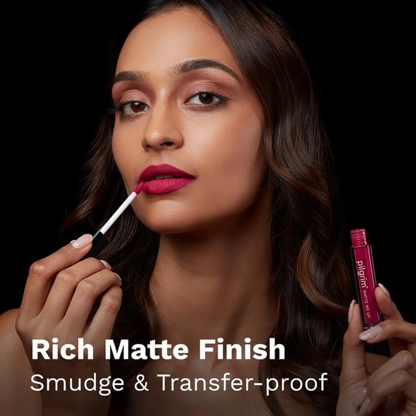 Pilgrim Liquid Matte Lipstick 12 Pink Climax |Bold Pink Climax Shade | Velvety Matte Finish | Long-Lasting | Smudge-Proof | Lightweight Formula for All-Day Comfort & High Pigmented Color