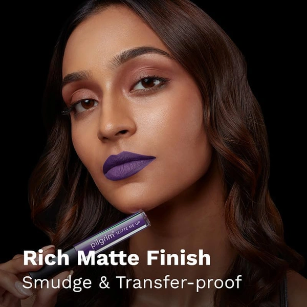 Pilgrim Liquid Matte Lipstick 15 Purple Lust |Bold Purple Lust Shade | Velvety Matte Finish | Long-Lasting | Smudge-Proof | Lightweight Formula for All-Day Comfort & High Pigmented Color