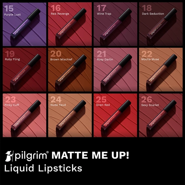 Pilgrim Liquid Matte Lipstick 19 Ruby Fling|Bold Red Shade | Long-Lasting | Transfer-Proof Formula | Hyaluronic Acid & Spanish Squalane | Comfortable Matte Finish