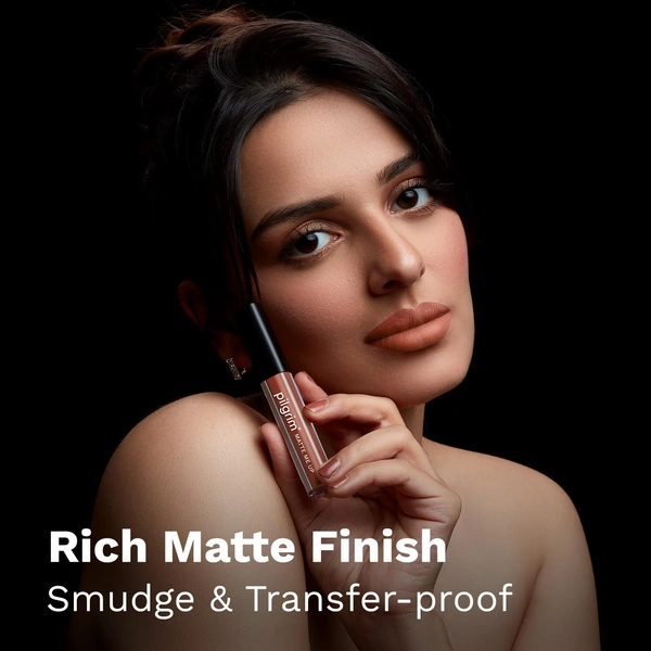 Pilgrim Liquid Matte Lipstick 22 Mocha Muse |Bold Mocha Muse Shade | Velvety Matte Finish | Long-Lasting | Smudge-Proof | Lightweight Formula for All-Day Comfort & High Pigmented Color