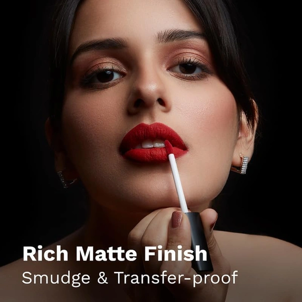 Pilgrim Liquid Matte Lipstick The 01 Red Stiletto | Flaunt bold | intense color with a velvety matte finish | Long-lasting | smudge-proof formula for all-day confidence & glamour.