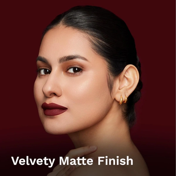 Pilgrim Matte Bullet Lipstick (Burgundy Blaze 24)|Intense,  Bold Burgundy Color | Velvety Matte Finish & Long-Lasting | Transferproof & Smudgeproof for All-Day Wear
